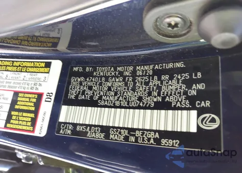 2020 Lexus Es 350 из США, поврежденный, VIN 58ADZ1B10LU074779